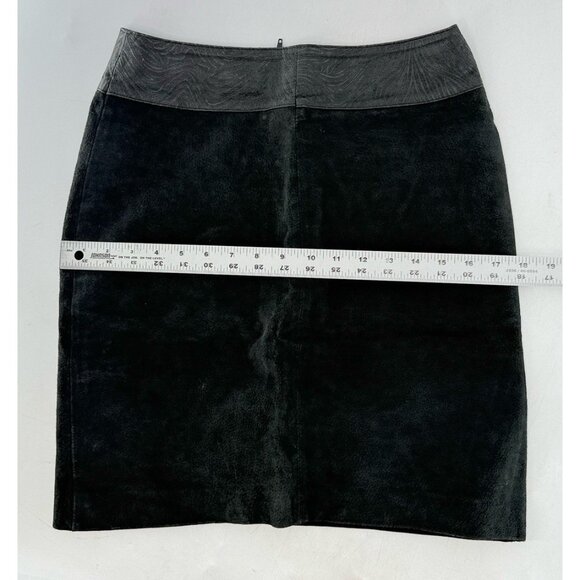 Vtg I.O.U. Leather Black Suede‎ Mini Skirt Size 9 Western Boho - Picture 10 of 12